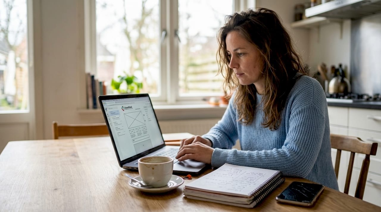 Zelfstandig ondernemer bouwt eigen website gewoon aan de keukentafel