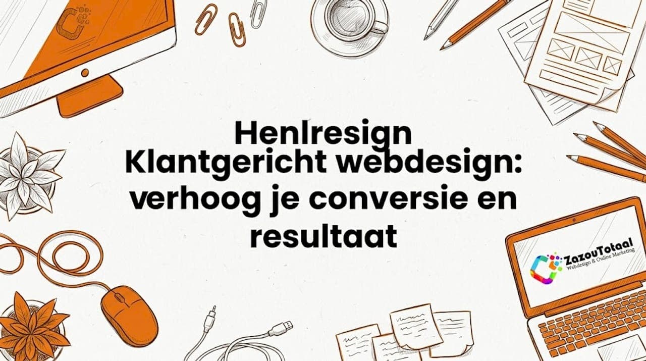 Stijlvolle titelkaart met webdesign-elementen en ruimte voor eigen tekst