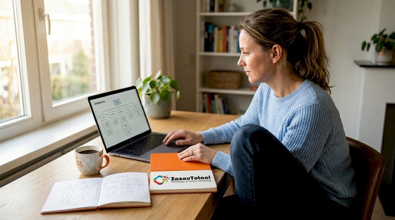 1778938912930_Ondernemer-plant-webpagina-structuur Ondernemer zet de opzet van zijn website op papier